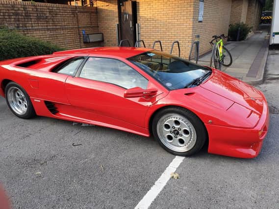 The Lamborghini Diablo, one of the most famous and sought-after sports cars of all time, was spotted in the Holiday Inn car park in Lancaster yesterday (June 15)
