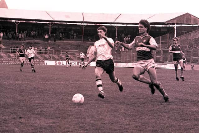 PNE midfielder Dale Rudge in action against Scunthorpe at a sparsely populated Deepdale