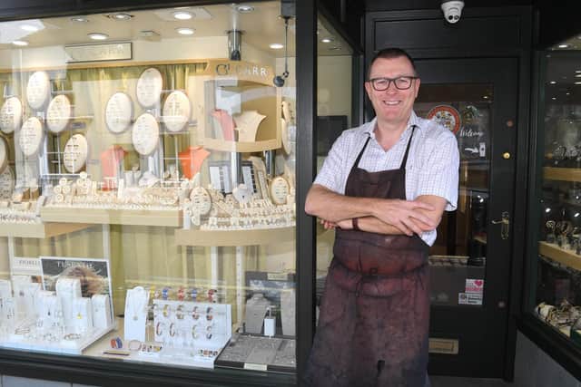 Damian Carr pictured outside Carr's jewellers in Garstang