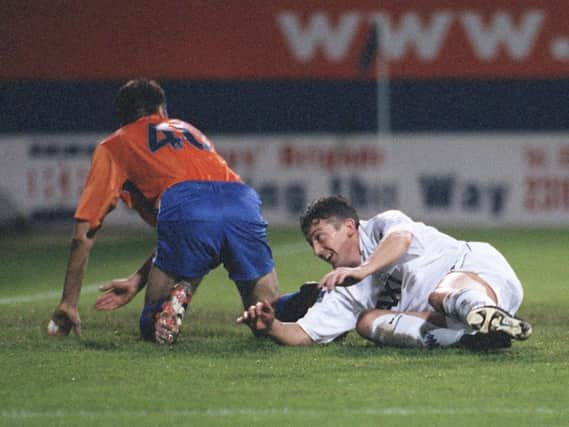 David Eyres scores Preston North End's first goal at Luton in November 1999