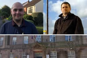 Cllrs Daniel Gregg and Martyn Rawlinson (Town Hall image: Google Streetview)