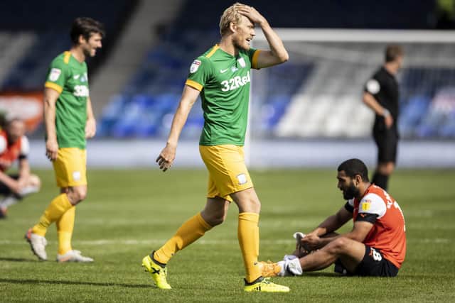 Jayden Stockley holds his head at the end of the game