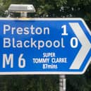 Even the motorway signs knew that Tom Clarke put the ball in the Blackpool net