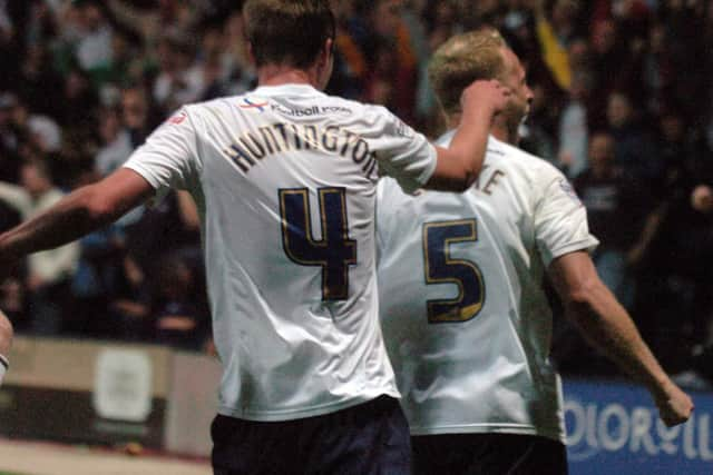 Tom Clarke and Paul Huntington celebrate