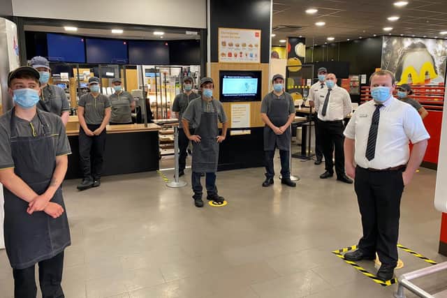 The McDonald's team have welcomed back customers to its store inside Fulwood Asda today (June 24). Pic: McDonald's