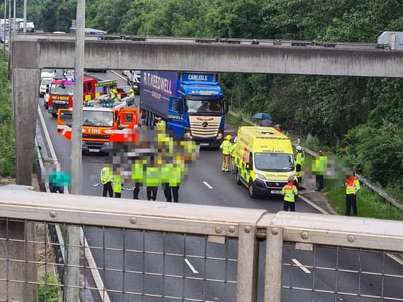 The scene of the crash on the M6 between J29 and J30 this morning (June 26)