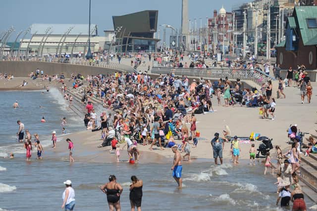 The busy beach in Blackpool on Wednesday