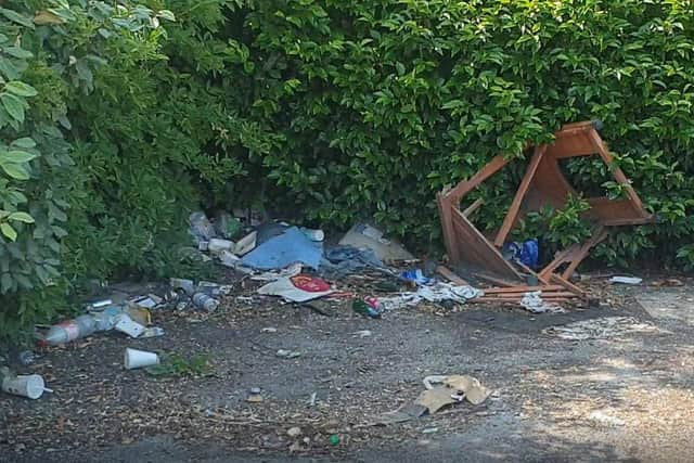 Wooden furniture and other rubbish was left behind at the Preston Dock car park.