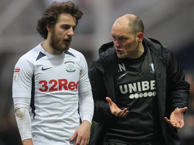 Ben Pearson (left) could be tasked with marking Wayne Rooney in PNE’s clash with Derby today