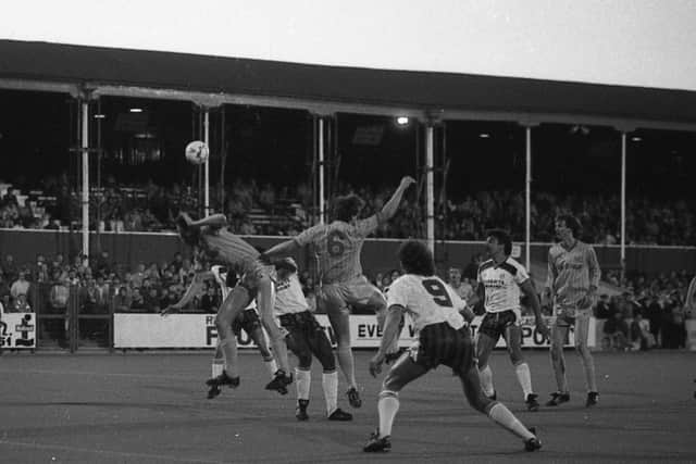 PNE on the attack against Halifax at Deepdale in September 1986