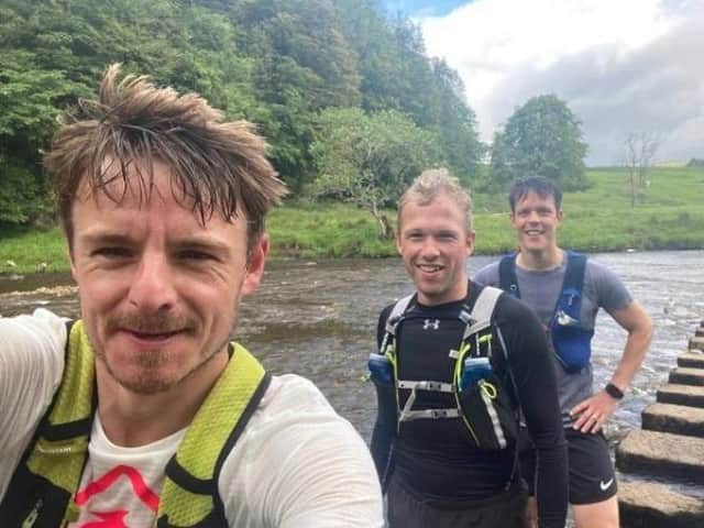The trio (from left - Rob Simpson, Roger Grogan and James Fletcher) will run 50 miles by the River Ribble  on Saturday in a tough ultra trail challenge to raise money for the Lancashire Women charity