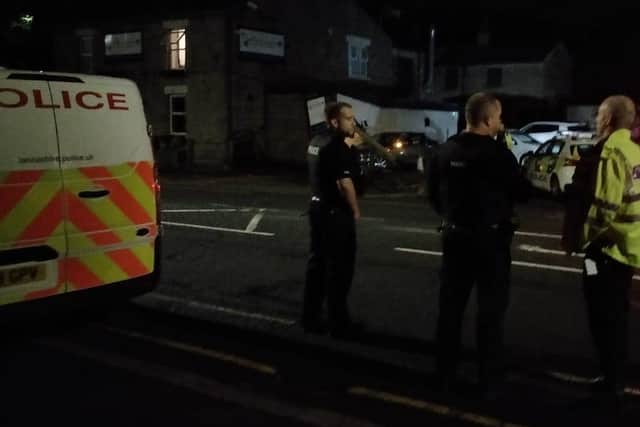 Police at the scene of the crash at the Bay Horse in Preston Road, Whittle-le-Woods at around 12.30am this morning (July 1). Pic credit: Keith Myerscough