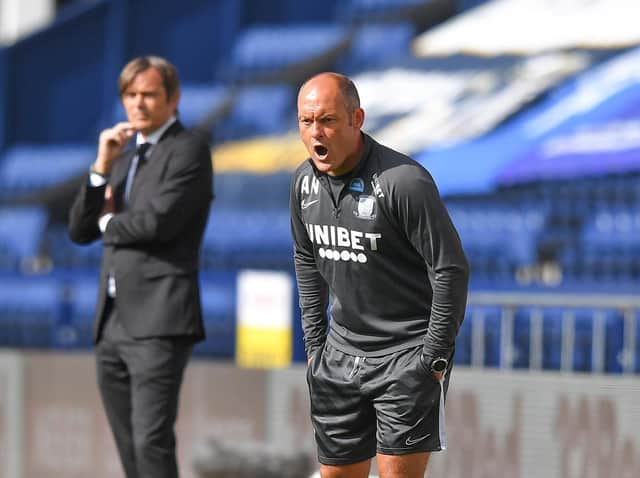 Preston manager Alex Neil on the touchline at Deepdale during the defeat to Derby