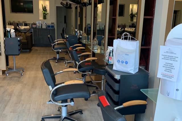 At David Thomas Hair, each client gets a bag with gloves and hand sanitisers provided.