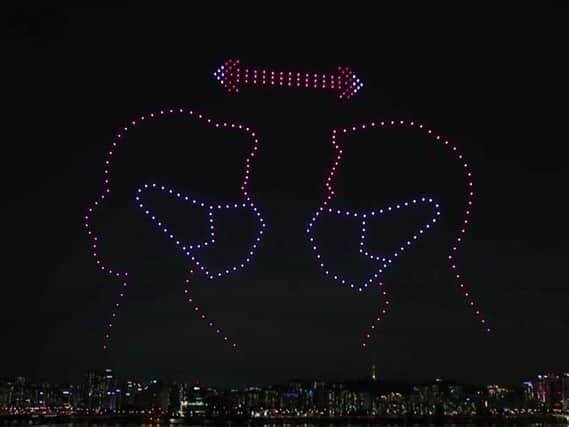 A South Korean drone display has reminded citizens to wear a face mask