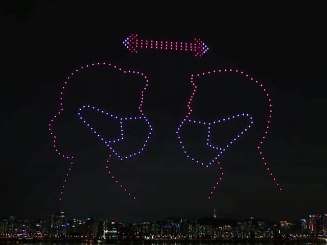 A South Korean drone display has reminded citizens to wear a face mask
