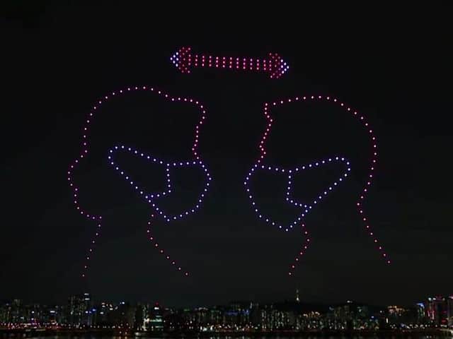 A South Korean drone display has reminded citizens to wear a face mask