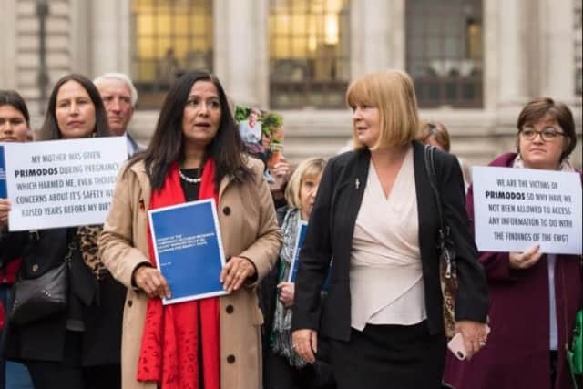 Marie Lyon from Wigan (centre right) led a Primodos delegation to Westminster in 2017 to meet MP Yasmin Qureshi.