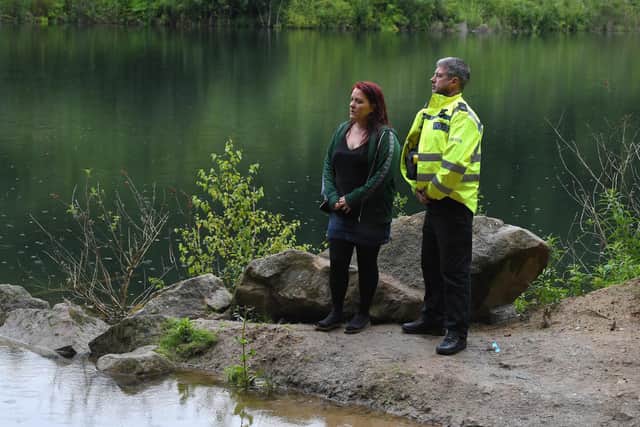 Beckie Ramsay with PC Christian Seddon at the quarry