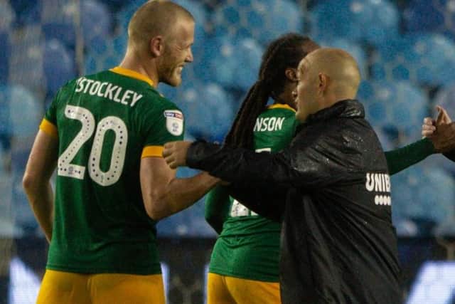 Alex Neil with striker Jayden Stockley after the victory over Sheffield Wednesday
