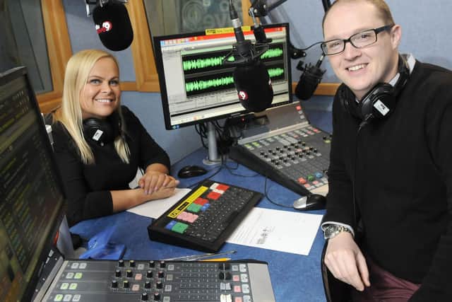Hayley Kay and Ged Mills pictured in 2017 at the Layton studios of Radio Wave which has this month brought in a new broadcasting schedule