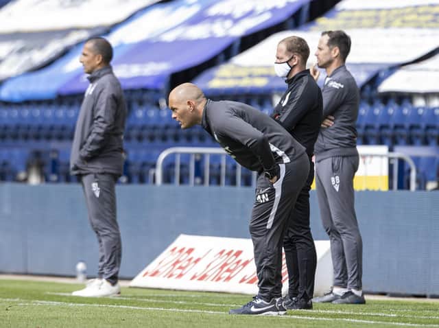 Preston North End manager Alex Neil watches intently from the touchline during the 1-1 draw against Nottingham Forest at Deepdale