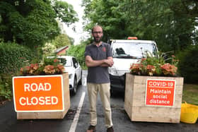 Simon Thorpe at one of the road closures close to Cuerden Valley Park (image: Neil Cross)