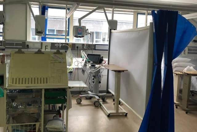 The Covid-19 screens in the ICU at the Royal Lancaster Infirmary.