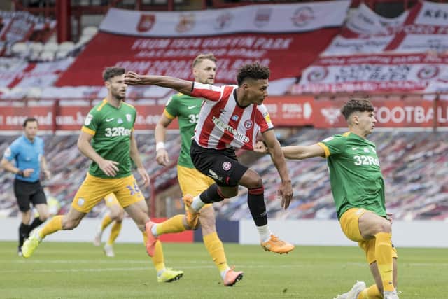 Ollie Watkins fires Brentford into an early lead against Preston at Griffin Park
