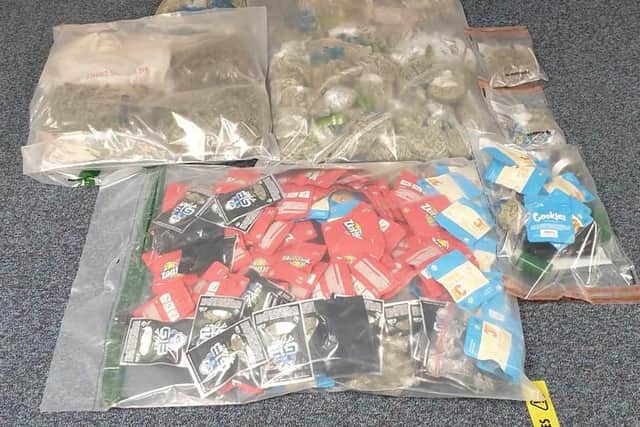 The stash of drugs Class A and B drugs seized from a home in Dundonald Street, Preston yesterday (July 15). Pic: Lancashire Police