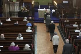 First socially distanced church service at St Georges Church, Chorley