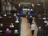 First socially distanced church service at St Georges Church, Chorley