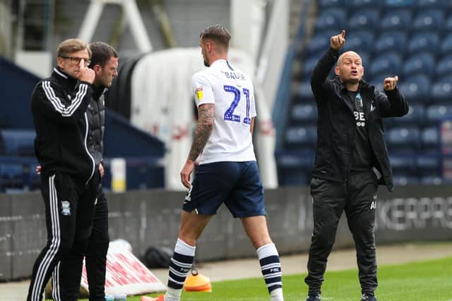 Alex Neil gives instructions during PNE's win over Birmingham