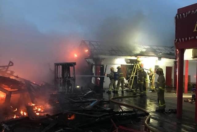 Lancashire Fire and Rescue crews tackling the blaze in the early hours of Friday