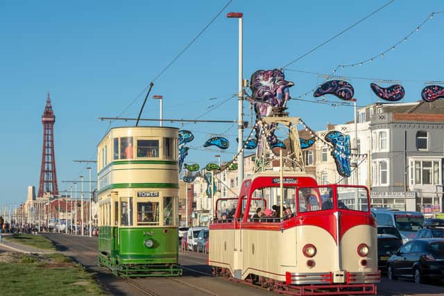 Blackpool's heritage trams on the Golden Mile. The trams will return on August bank holiday weekend