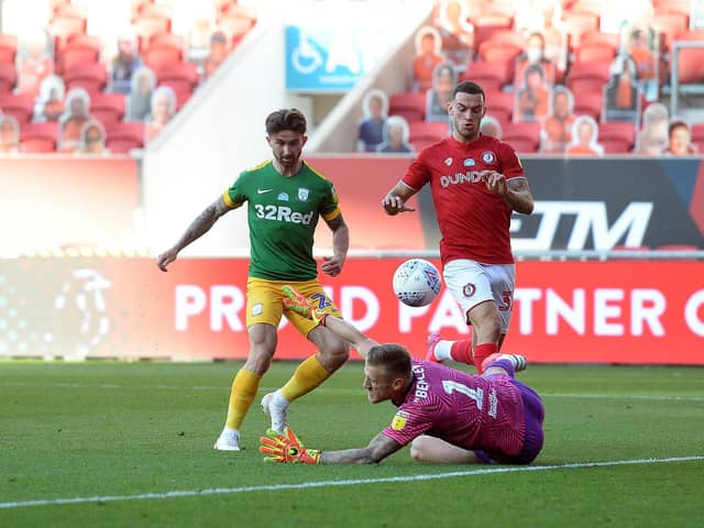 Sean Maguire gives Preston the lead against Bristol City at Ashton Gate