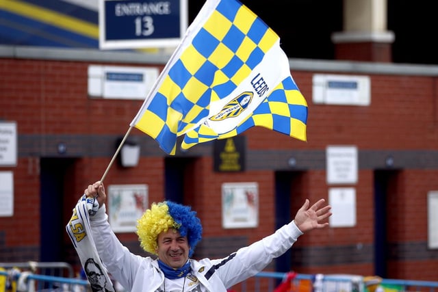 Jubilant Leeds fans dressed up in the club colours to celebrate the successful season.