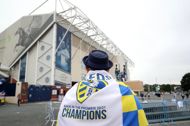 Draped in a flag celebrating the amazing season Leeds have had.