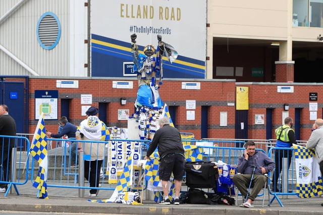 Jubilant fans began to arrive at Elland Road in the afternoon, despite being urged not to by the club and Leeds Council.