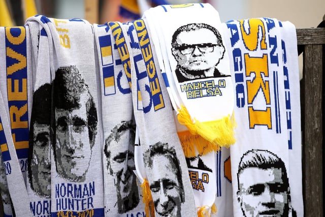 Scarves outside the club paid tribute to legends Norman Hunter and Jack Charlton, who died this year.