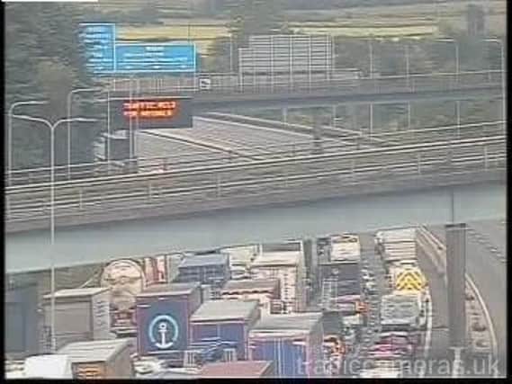 The M62 westbound is shut between J19 and J18 after a cow escaped from a nearby farm and has made its way onto the motorway