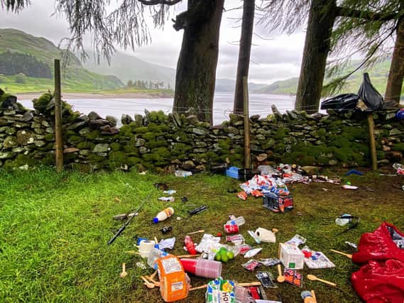Rubbish left at Haweswater reservoir in the Lake District. Picture by Heather Devey (RSPB).