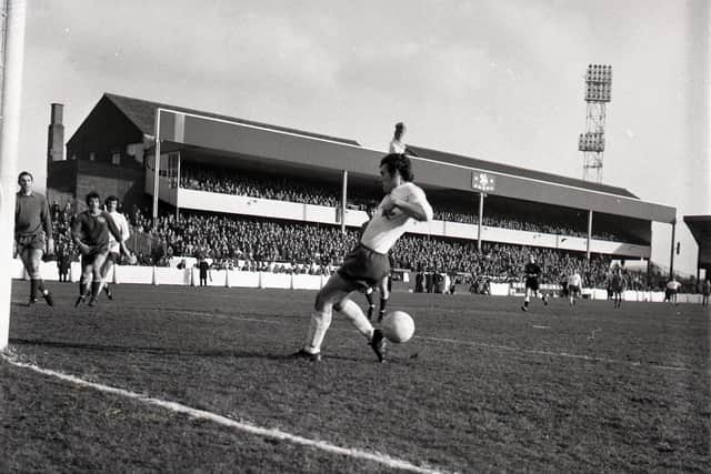Action from PNE's clash with Portsmouth at Deepdale in March 1972