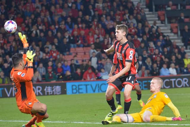 Simon Makienok scores for Preston North End in their last visit to Bournemouth in September 2016