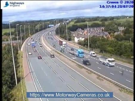 The crash happened on the northbound M6 near junction 31 in Preston at around 2.15pm (July 28). Pic: Highways