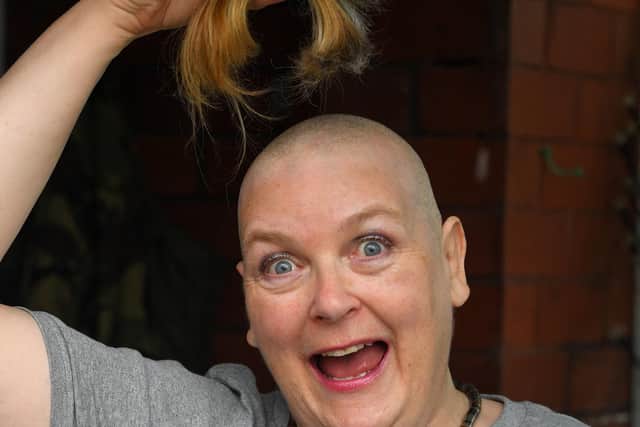 Ann-Louise celebrates raising funds for Macmillan after signing up for Brave The Shave   (photo: Neil Cross)
