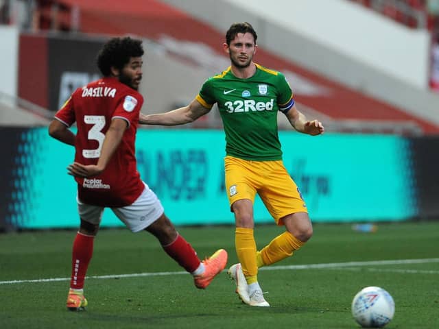 Alan Browne in his 250th appearance for Preston North End against Bristol City at Ashton Gate