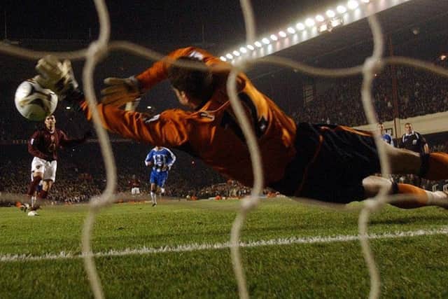 Saving penalty at Highbury from Jose Antonio Reyes during the Carling Cup semi-final second leg