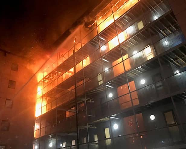 The blaze at The Cube student accommodation in Bolton on November 15 2019