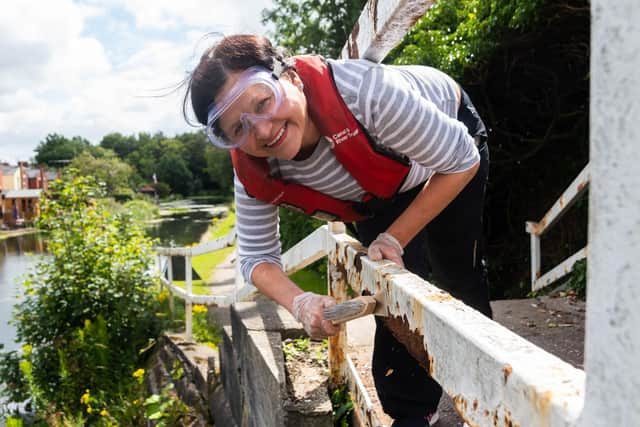 Beth Balshaw-English, from Ashton and Riversway PACT, was one of a handful of volunteers who helped rejuvenate the canal bridge